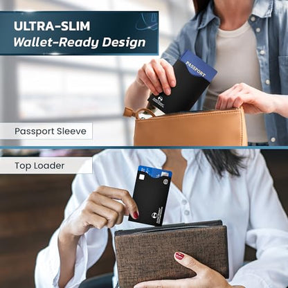 Alpine Rivers RFID Blocking Sleeves, Credit Card Protector, Passport Sleeve - color: Original Black