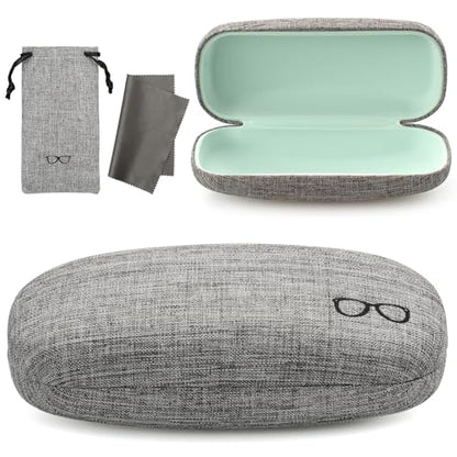 Vemiss Hard Shell Sunglasses Case, Large Linen Fabric Protective Glasses Case for Men Women - color: Grey 1, size: Sunglass Case