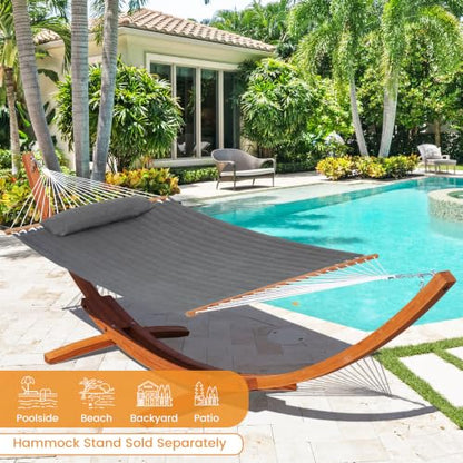 Lazy Daze 12 FT Sunbrella Quilted Hammock, Non-Fading Double Hammock - color: Cast Slate