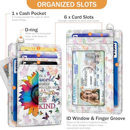 Yonlevres Be Kind Sunflower Credit Card Holder Slim RFID Wallet Women Small - color: Be Kind Sunflower