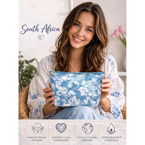 Vanity Bag/Train Case - Water-Resistant, PVC-Lined, Easy to Clean, Compact & Travel Ready Makeup Organizer - Leaf Dance Print - color: Leaf Dance, size: Large Vanity/Train Case