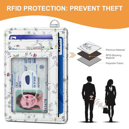SEAVILIA Small Credit Card Holder for Women, Slim RFID Blocking Wallet - color: Floral