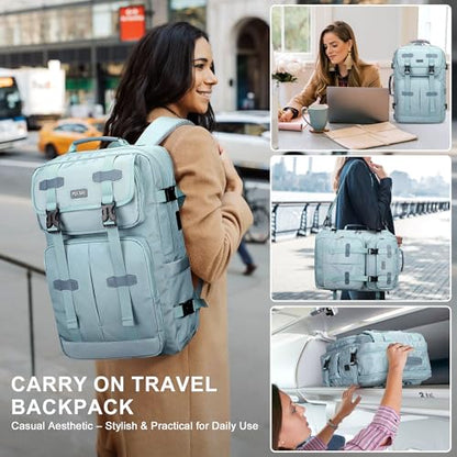 PIJUSHI Travel Backpack Carry On Backpack for Airplanes 35L Fits 16" Laptop - color: Teal Blue