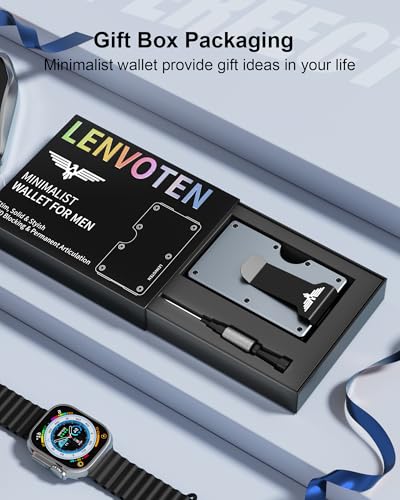 Lenvoten Upgraded Hinged Minimalist Wallet for Men, RFID Blocking Wallet - color: S4-Matte Grey