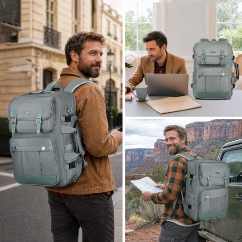 PIJUSHI Travel Backpack Convertible Carry On Duffel Shoulder Bag for Daily - color: Updated Grey Blue