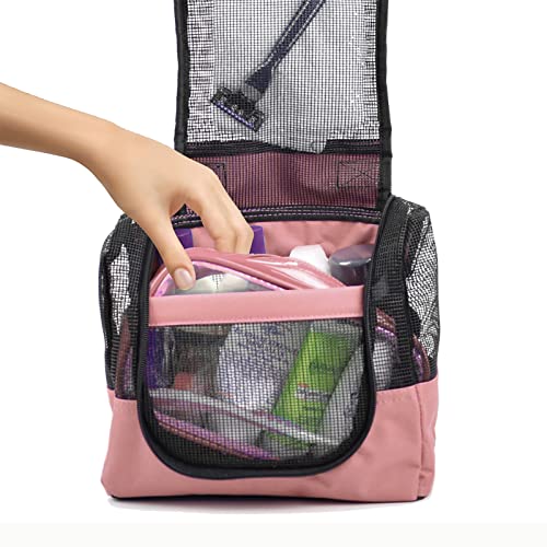 The Fine Living Co. Portable Shower Caddy Hanging Mesh Shower Caddy,10x4x8" - color: Pink