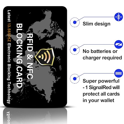 SaiTech IT 5 Pack RFID Blocking Card for Credit Debit ID Card, WM Black - color: Black WM
