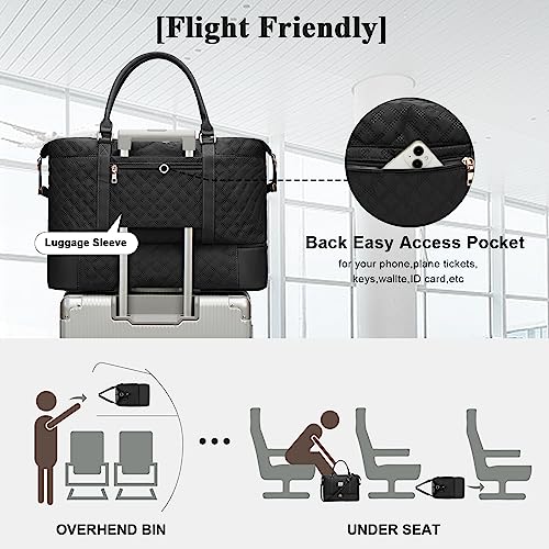 Large Travel Duffle Bag Carry on Weekend Bag with Shoes Compartment Gym Bags for Travel Women Men Waterproof Business Work Overnight Trips Sport Hospital Airplane Travel Essentials Black - color: A17-Black