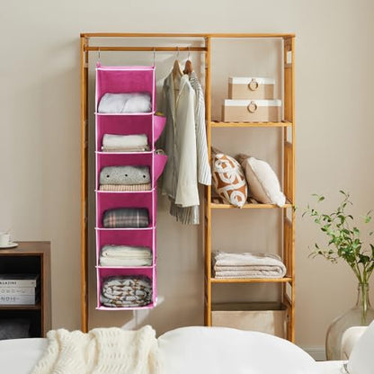 YOUDENOVA Hanging Closet Organizer and Storage, 6-Shelf, Light Pink - color: Light Pink