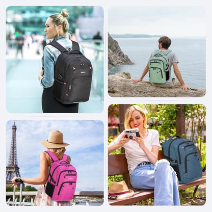 40L Expandable Laptop Travel Backpack With Anti-Theft & Lay-Flat - color: Purple
