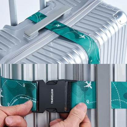 Travelkin Luggage Straps TSA Approved, Suitcase Straps with TSA Lock - color: Air Line Blue