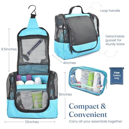 The Fine Living Co. Portable Shower Caddy Hanging Mesh Shower Caddy,10x4x8" - color: Turquoise