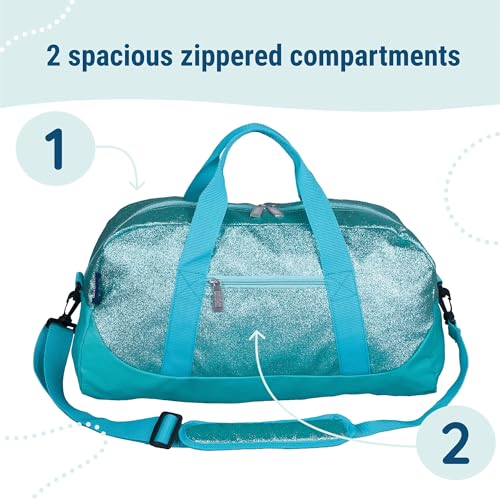 Wildkin Overnighter Duffel Bag for Kids, Blue Glitter - color: Blue Glitter
