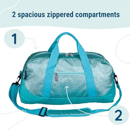 Wildkin Overnighter Duffel Bag for Kids, Blue Glitter - color: Blue Glitter