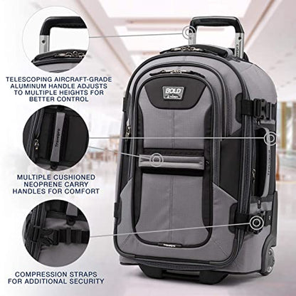 Travelpro Bold Softside Carry-On Rollaboard, Grey/Black, 22-Inch - color: Grey/Black, size: Carry-On 22-Inch