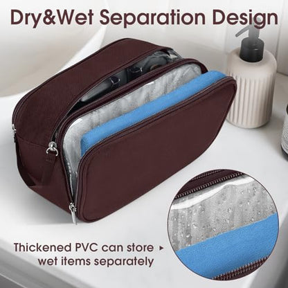 Wedama Toiletry Bag for Men, Handheld Travel Bag, Waterproof Toiletries, Thickened Polyester Dopp Kit, Toiletries Business Trips and Camping, Brown - color: Brown, size: Large