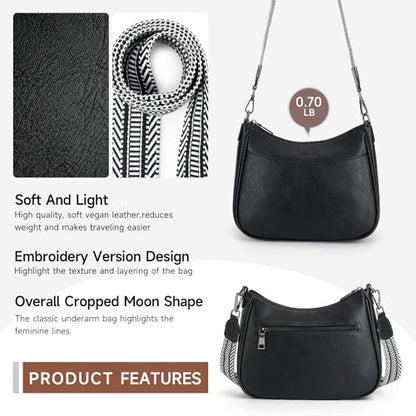 APHISON Trendy Leather Crossbody Purse, Women's Shoulder Handbag - color: Black2