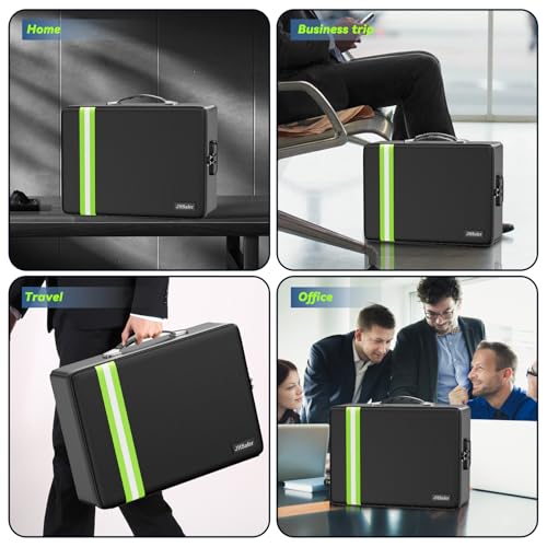 JHSafer 6400 ℉ Fireproof Document Box with Lock, Hard Case Safe Box - size: 15" x 11" x 4.13",13 pockets colorful