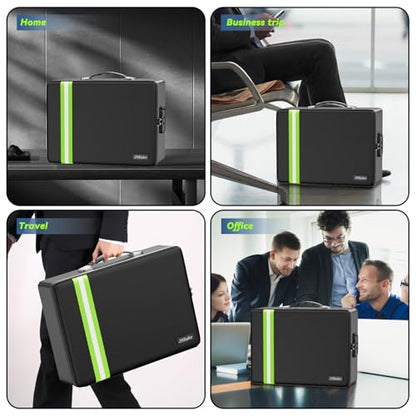 JHSafer 6400 ℉ Fireproof Document Box with Lock, Hard Case Safe Box - size: 15" x 11" x 4.13",13 pockets colorful
