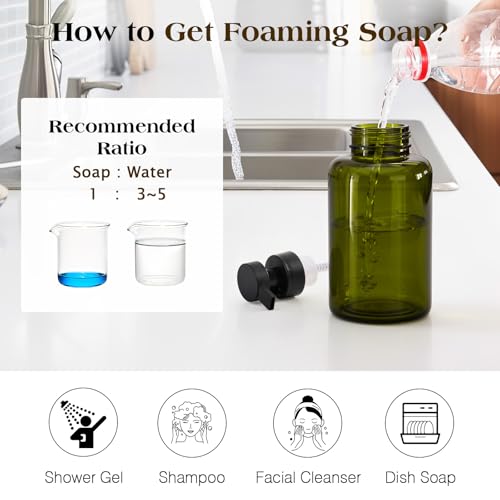 Luxspire Foaming Soap Dispenser 15oz Hand Soap Bottle, Olive Green, 2 Pack - color: Olive Green