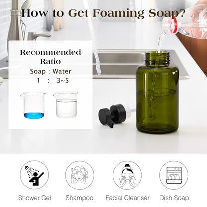 Luxspire Foaming Soap Dispenser 15oz Hand Soap Bottle, Olive Green, 2 Pack - color: Olive Green