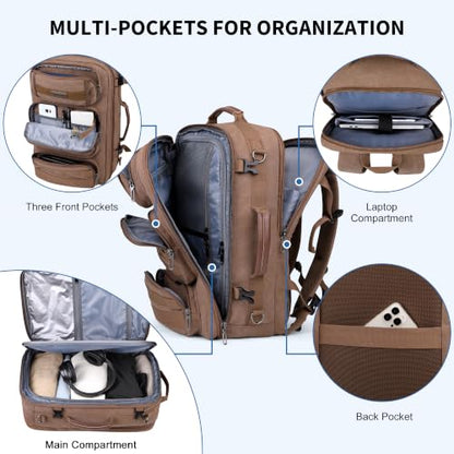 WITZMAN Travel Backpack for Men Flight Approved Fits 16" Laptop - color: Brown