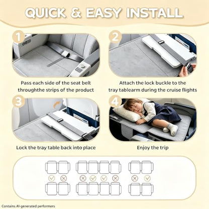 Toddler Airplane Bed, Grey, Baby Travel Essentials, 31 * 17Inch - color: Grey