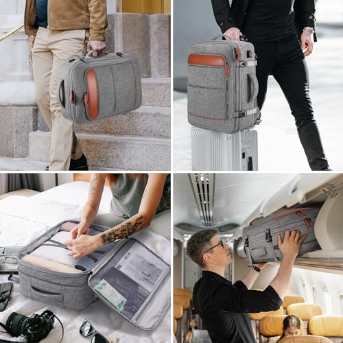 Bagsure Travel Carry On Backpack,42L Flight Approved,Expandable Backpack - color: Grey-brown (Backpack With 4 Packing Cubes)