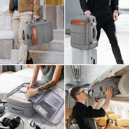 Bagsure Travel Carry On Backpack,42L Flight Approved,Expandable Backpack - color: Grey-brown (Backpack With 4 Packing Cubes)