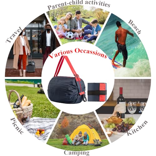 Foldable Reusable Shopping Bags 210D Nylon Waterproof Grocery Tote Travel Duffel Bag with Zipper & Adjustable Strap - color: 2pack-group 1