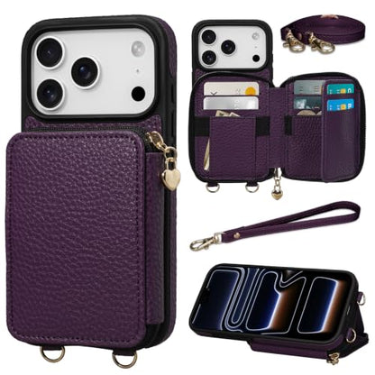 Lanyard Wallet Case for iPhone 18 Pro iPhone 17 Pro Darkpurple - color: Darkpurple, size: 6,3“ iPhone17/18 Pro