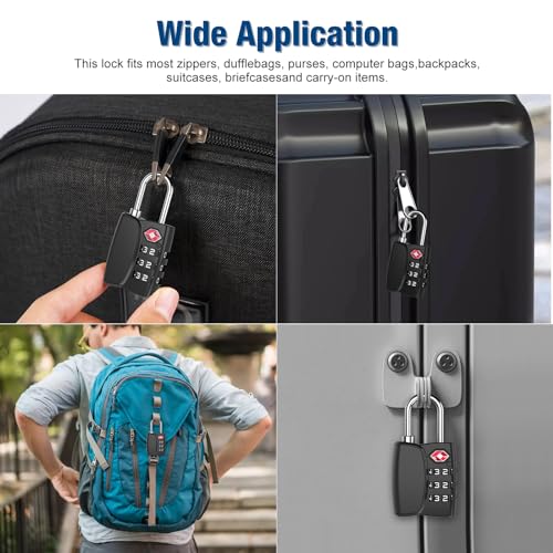 TSA Approved Cable Luggage Locks Metal 4PCS Black - size: Metal 4PCS