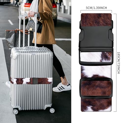 Luggage Straps for Suitcases, Heavy Duty Travel Belt with Quick-Release Buckle, Adjustable Suitcase Strap, Cute Luggage Accessories for Travel Dark Cowhide - color: Dark Cowhide