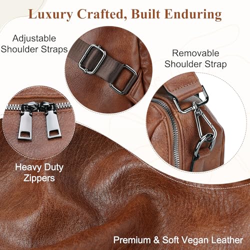 VX VONXURY Small Backpack Purse for Women, Faux Leather, Fit 9.7" IPad - color: Medium-brown Fits A4 Folder