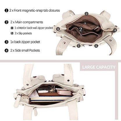 KL928 Women's Shoulder Purse Large Hobo Tote PU Leather Multi-Pocket Bag - color: Small#light Grey