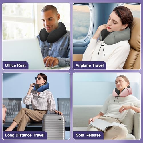 Travel Neck Pillow,Neck Pillow for Sleeping Travel,Airplane, Car, Office - color: Grey