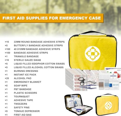 First Aid Kit 300PCS Car Home Camping Essentials Yellow 1st Aid - color: Yellow-300pcs