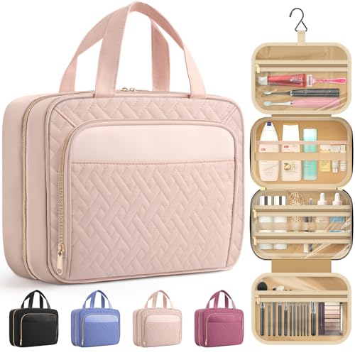 HOTOR Hanging Travel Toiletry Bag Women Men, Pale Pink, Medium - color: Pale Pink, size: Medium