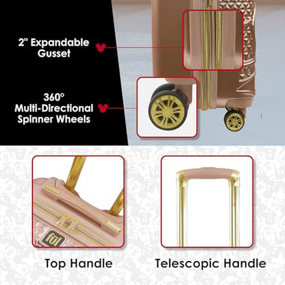 FUL Disney Mickey Mouse 26 Inch Rolling Luggage, Hardshell Suitcase with Spinner Wheels, Rose Gold - color: Mickey Mouse - Rose Gold, size: 26 Inch