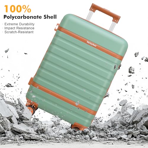 20" Carry On Luggage Set 3 Piece With Travel Backpack, YKK Zippers - color: Green, size: 3 Piece Set (20inch)