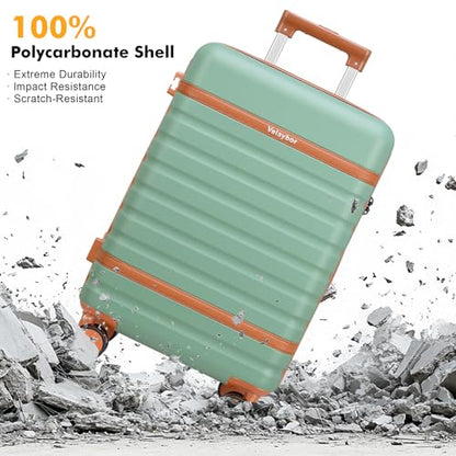 20" Carry On Luggage Set 3 Piece With Travel Backpack, YKK Zippers - color: Green, size: 3 Piece Set (20inch)