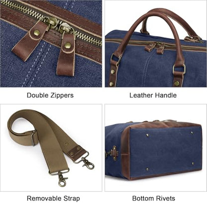 S-ZONE Duffle Bag for Travel Canvas Duffel Bag Carry on Weekender Bag for Men - color: Blue