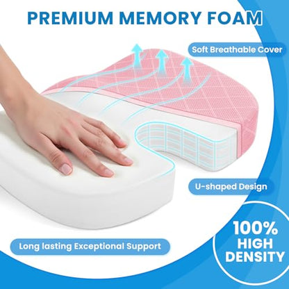 TushGuard Seat Cushion, Memory Foam Office Chair Cushion - Pink, Large - color: Pink, size: Large