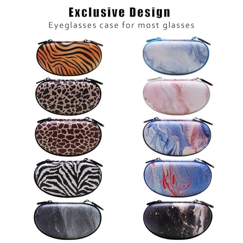 LTGEM Glasses Case Hard Shell, Hard Sunglasses Travel Case for Women Men, Large Eyeglass Cases with Clip and Cleaning Cloth - color: Bamboo Ink