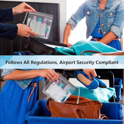 SLIJAR 4Pcs Clear TSA Approved Security Toiletry Bag Quart Size(Grey) - color: Grey