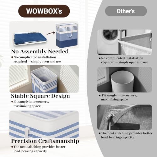 WOWBOX 2 Pack Laundry Baskets, Collapsible Dirty Clothes Laundry Hampers - color: Blue, size: 100L