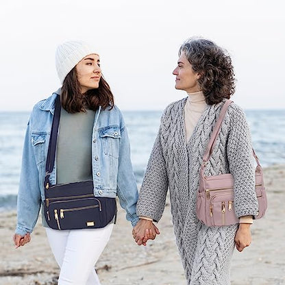 NPBAG Crossbody Bag for Women, Shoulder Purse Handbag Messenger Bag, Trendy Pocketbooks, Waterproof and Multi-Pockets - color: Silver Pink
