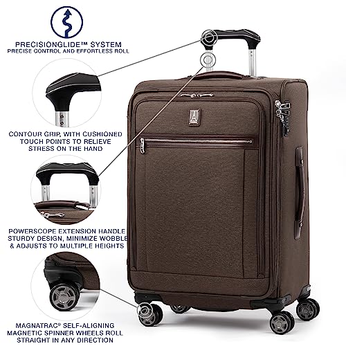 Travelpro Platinum Elite Checked Luggage Spinner, Espresso, 25-Inch - color: Rich Espresso Brown, size: Checked-Medium 25-Inch