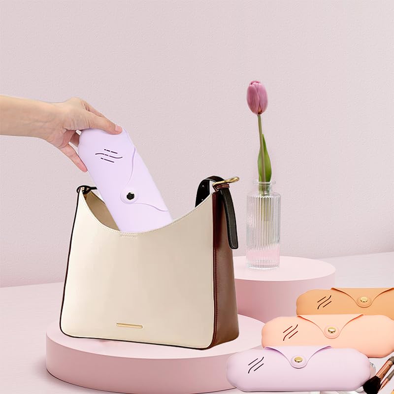 Silicone Makeup Brush Holder, Magnetic Anti-Fall Travel Cosmetic Case(Pink) - color: Pink