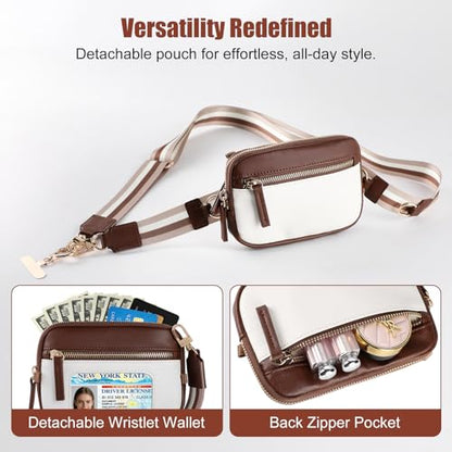 Clip and Go Strap For Phone with Leather Wallet Crossbody - color: Coffee Brown